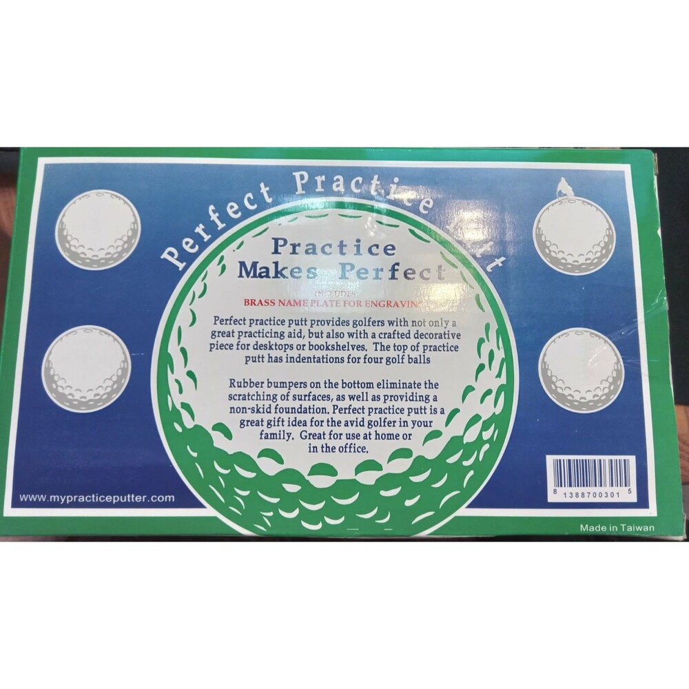 Perfect Practice Putt Desktop Golf Display with Brass Name Plate – New in Box